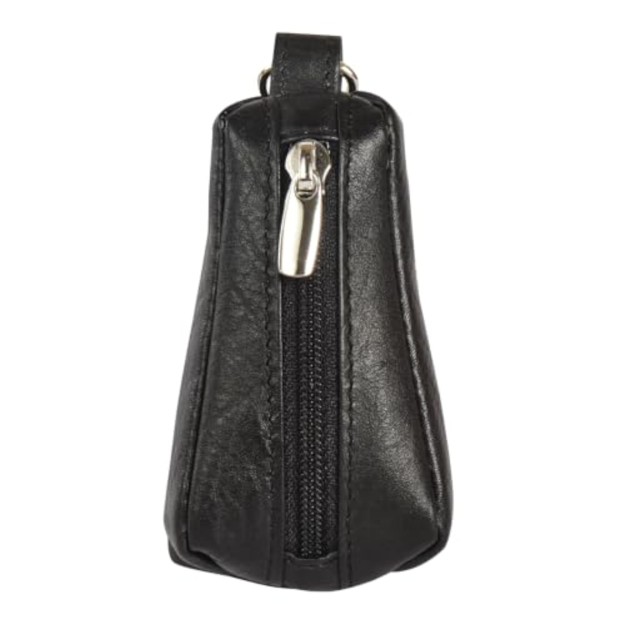 Black Genuine Leather Key Case with Lobster Claw Clasp