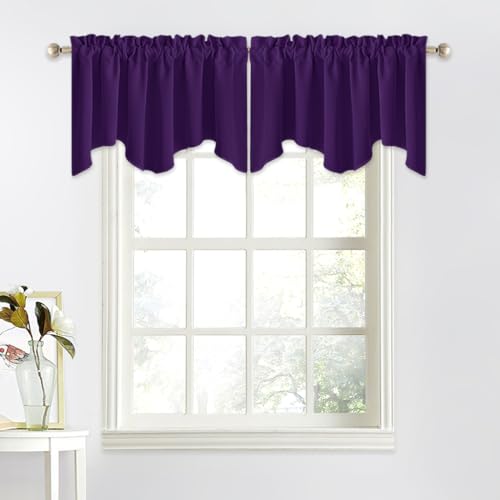 NICETOWN Blackout Window Treatment Valances - Small 52 inches by 18 inches Rod Pocket Window Topper Halloween Decoration Tiers Curtains Panels for Kit