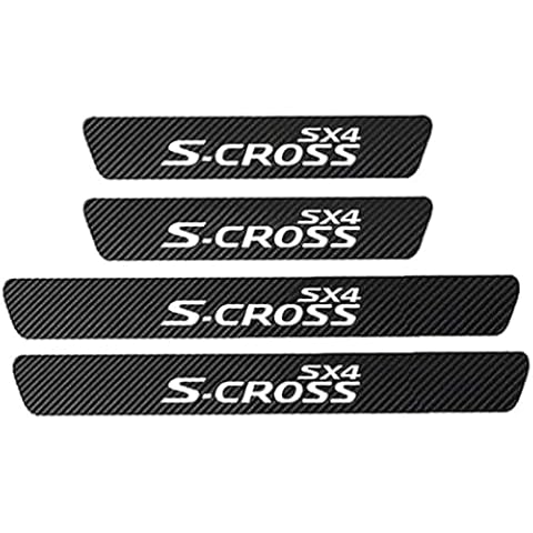 AMPTRV 4ps car door sill protector For Suzuki SX4 S-Cross S Cross 2014-2021,Custom carbon fiber Threshold plate cover scuff guard stickers Anti-Scratch Styling Body Modification Fittings Cover