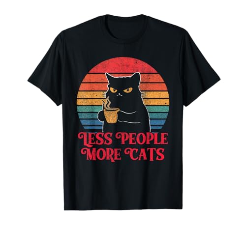 Retro Less People More Cats Funny ����ȔL�D���̌��t T�V���c