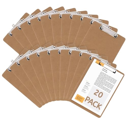 YOUEON 20 Pack Hardboard Office Clipboards, 9 x 12.5 Inch Letter Size Clipboard with Low Profile Clip & Hangable Loop, Clip Boards for Home Office School Hospital Supplies image 2