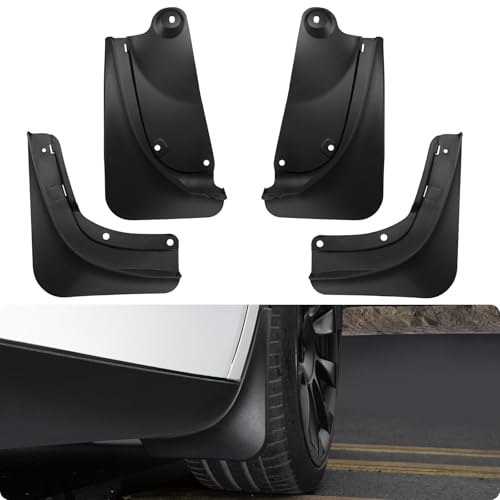 Image of BASENOR 2020-2024 New Version Tesla Model Y Mud Flaps Splash Guards [No Drilling No Tape] [Proprietary Design] All Weather Tire Protector Mudflaps for Tesla Exterior Accessories