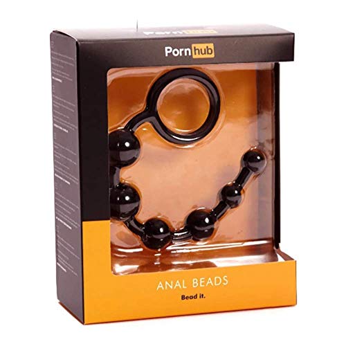 Chaine anal en silicone noir PornHub progressive avec anneau de sécurité
