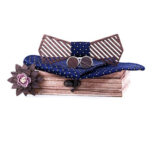 SLEDEZ Conjunto De Pajarita para Novio Pajarita de Madera Hecha a Mano Simple, Conjunto de Pajarita for Boda, Accesorios de Boda(Colour 3)