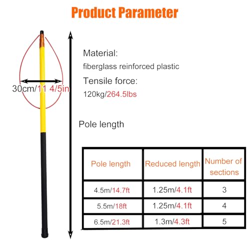 Poste de seguridad para piscina de 4,7 m, 5,7 m y 6,4 m de largo extensible y portátil 3