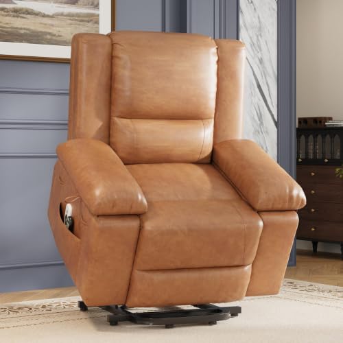Image of GarveeHome Power Lift Recliner Chair - Heat and Massage, PU Leather Electric Lift Recliner for Elderly & Mobility Impaired, Adjustable Back and Legs, Heavy Duty Lift Chair for Seniors