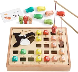 Fishing Game Toy for Kids Montessori Magnetic Letters Toys for 2 Year Olds Wooden Fishing Games with Pole Educational Learning Toy Gift for 2 3 4 Year Olds Girls Boys Fine Motor Skill Toddler Toys