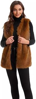mastyle Women’s Mid-Length Faux Fox Fur Vest Sleeveless Winter Jacket-picture-47