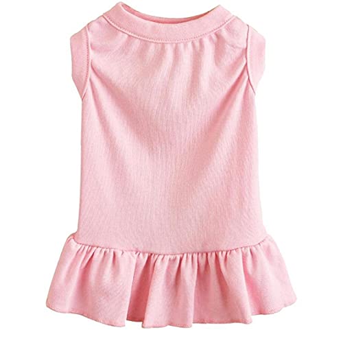 1 Pack Blank Dog Shirt Skirt Soft Breathable Cute Pet Clothes, Sleeveless Dress for Girls, Dog T-Shirts Apparel, Dog Outfits, Plain Dog Shirt for Puppies, Small Extra Small and Medium Dogs,Pink,M