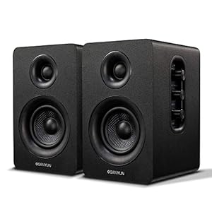 SW208 3″ Active Bluetooth 5.0 Bookshelf Speakers – 60W Carbon Fiber Speaker Unit – Built-in 24bit DAC – Dynamic 3D Surround Sound – 2.0 Computer PC Monitor Gaming Speakers (Pair, Black)