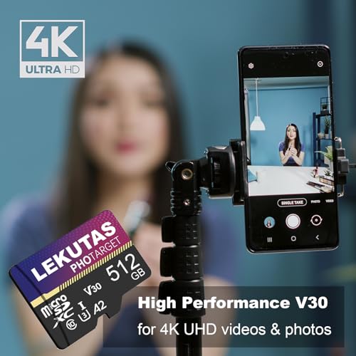 Image of 512GB Micro SD Card, microSDXC UHS-I Flash Memory Card TF Card, High Speed 100MB /s, C10, U3, A2, V30, for Full HD, 4K UHD Video Recording