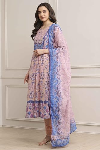 Image of BIBA Women Cotton Anarkali Printed Suit Set