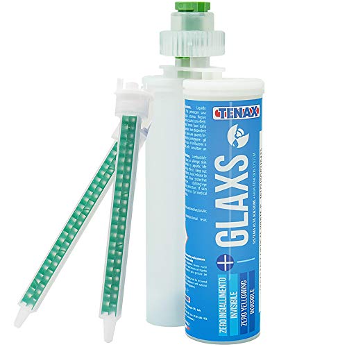 Tenax Glaxs Obsidian 100 - Fast Cartridge 215 ml - Stone Fabrication Glue - Marble Glue - Stone Glue - Ceramic Glue (Cartridge and 2 Nozzles)