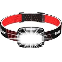 Blukar LED Stirnlampe Wiederaufladbar, Superhell 2000 Lumen Stufenlos Dimmbar Kopflampe mit 8 Lichtmodi, Sensor und Rotlicht, Leichtgewichtig Wasserdichte Mini Stirnleuchte für Campen, Angeln usw.
