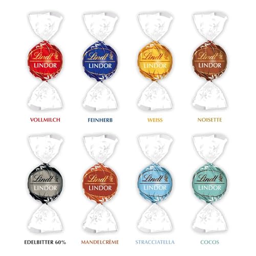 Lindt Schokolade LINDOR Classic Box|1563g|Ca. 125 Kugeln, Sorten: Milch, Dark 60%, Feinherb, Haselnuss,Weiß, Pistazie, Stracciatella, Cocos| Pralinen- und Schokoladengeschenk, Referenzbild