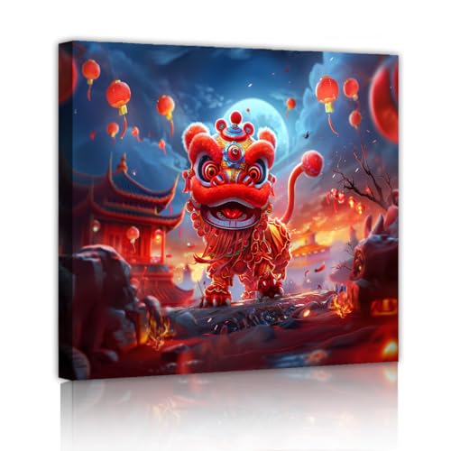 Danse du lion peinture moderne pour salle de conférence et bureau feng shui