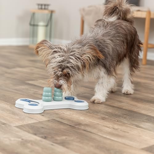 TRIXIE Hundespielzeug Intelligenz Dog Activity Strategiespiel „Flip Bone“ – Anspruchsvolles Intelligenzspielzeug für Hunde zur Beschäftigung, ø 32x18cm – 32002