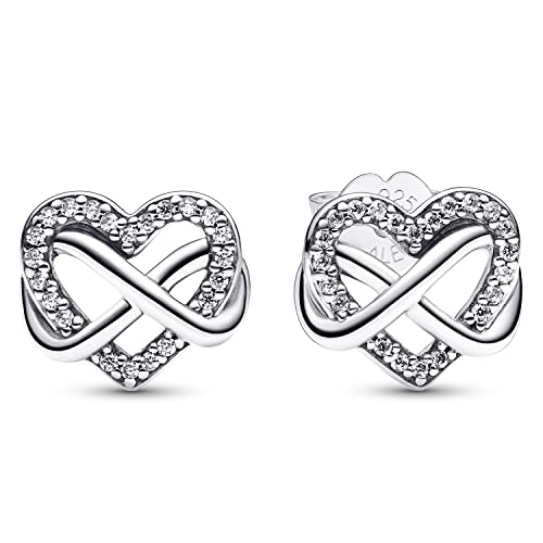Collar de plata 925 PANDORA con pendientes de corazón elegante 3