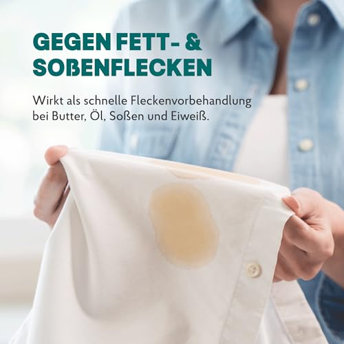 HAKA Fleckenvorbehandlung Enzymkraft, 250ml, Fleckenentferner für Butter, Öl, Soße, Eiweiß, Eigelb, für weiße & bunte Wäsche, vegan & hautfreundlich