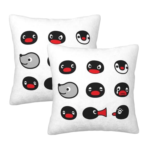枕カバー ピングー キャラクター ペンギン クッションカバー 2枚セット 座布団カバー まくらカバー おしゃれ 可愛い ソファ背当て 抱き枕 インテリア飾り オフィス 部屋飾り 四季通用 40X40cm