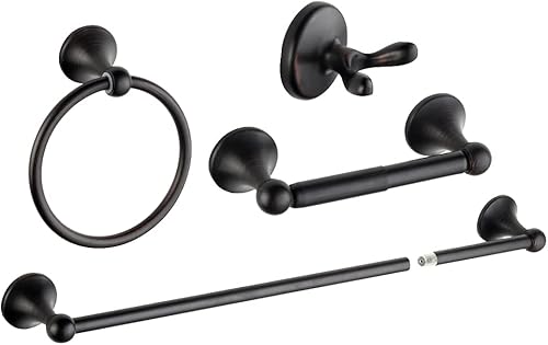 Miniatura 8 de Juego de accesorios de baño de 4 piezas (barra de toalla ajustable, anillo de toalla, soporte de papel higiénico, gancho para toalla), accesorios de