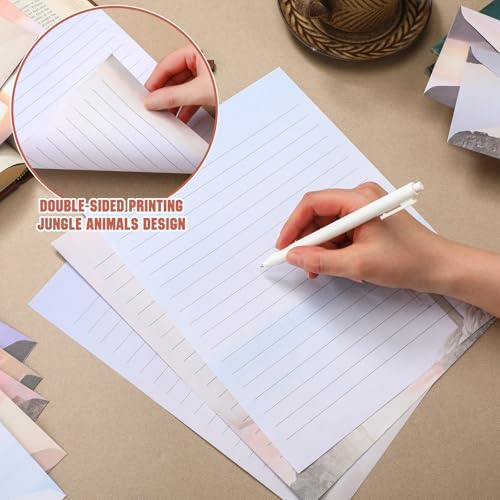 Image of TaoBary 160 Pcs Stationery Paper Set 50 Double Sided Stationery Papers with 50 Matching Envelopes and 60 Round Dot Sticker, 10 Design(Religious Letter with Cross,8.5 x 11 Inch)