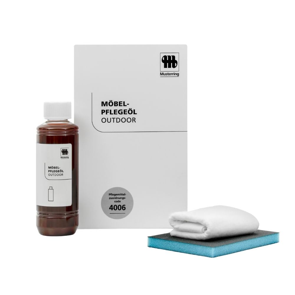 Musterring Möbelpflegeöl Outdoor Set 250ml – Holzpflege & Schutz für Gartenmöbel – wasserabweisend, UV-Schutz, inkl. Schleifpad & Pflegetuch