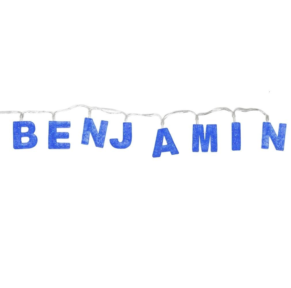Mulberry Studios BENJAMIN - Indoor Decorative LED String Lights Hanging Decorations Light Up Your Name in LED Blue Lights