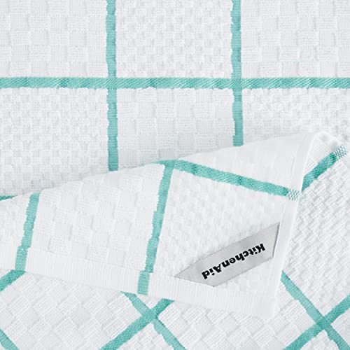 KITCHENAID Quilted Cotton Terry Cloth Oven Mitt, Pot Holder, Kitchen Towel 4-Pack Set, Heat Resistant, Silicone Grip, 16"x26", 7"x13" & 7"x10", Aqua Sky - image 9