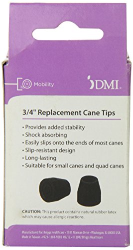 Dmi Walker And Cane Tips With Metal Inserts, ¾ Inch, Black, 2 Count (Pack Of 1) #TOP3