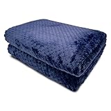 HTE Manta Suave de Microfibra 130 X 160 cm Individual para Sofá, para Adultos y Niños (Azul Marino)