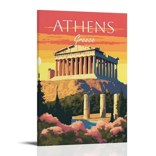 Athènes Grèce poster de voyage vintage tableau décoration murale 50x75