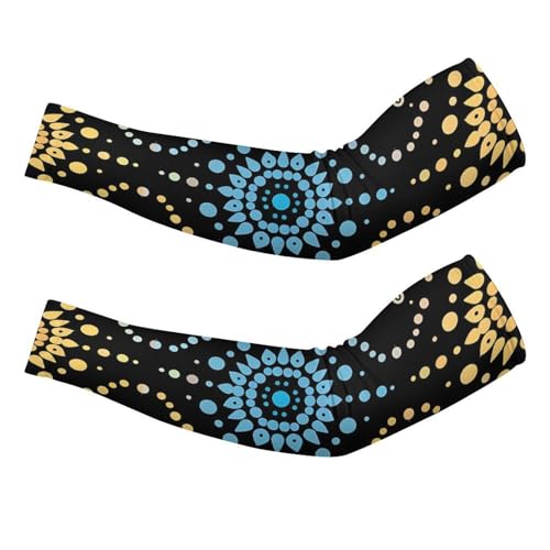 Turquoise Dot Pattern Ice Silk Arm Sleeves Cooling Sun Protection Arm Sleeve for Men Women L