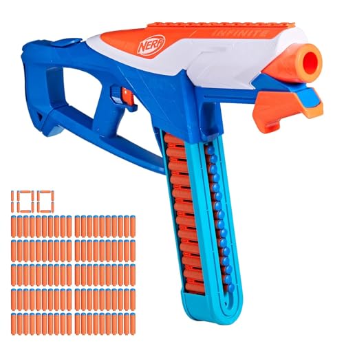 Nerf N Series Infinite Blaster Pack – Inkl. 100 extra N1 Darts (Gesamt 180 Darts) – Pump-Action Blaster mit 40-Schuss Gurt-Magazin – Extreme Präzision & Reichweite – Das ultimative Battle-Set