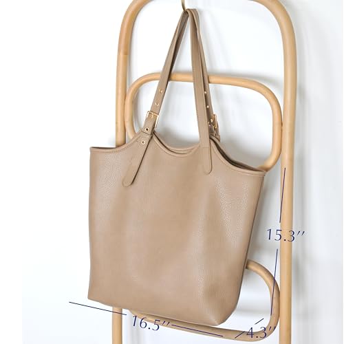 Image of HOXIS Tote Bag for Women with Adjustable Handles Soft Vegan Leather Shoulder Handbag for Work, Travel & Everyday Use