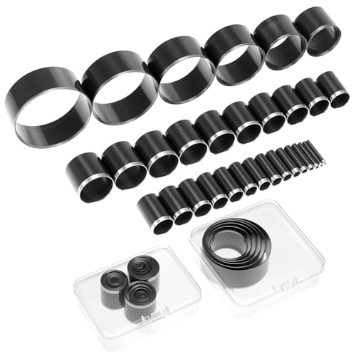 QWORK 31-Piece Leather Circle Cutter Tool Set Round Hole Punch Cutting Dies 125mm 30 35 40 45 50 55 High-Carbon Steel Circular Punch Kit for DIY Crafts Jewelry Making