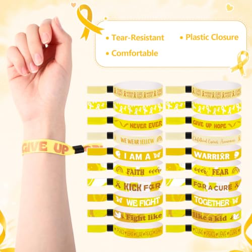 Wavwavw 200 Pcs Gold Childhood Cancer Awareness Bracelets for Kid's Charity by Wavwavw - Used condition - Image 3