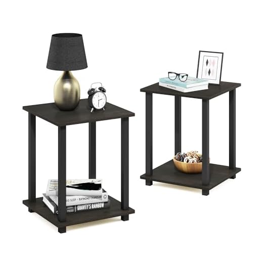 Furinno Simplistic Set of 2 End Table, Espresso/Black