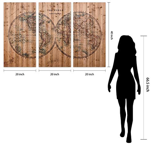 Empire Art Direct Vintage World Map Digital Print On Solid Wood Wall Art Triptych, 60" X 40" X 1.5", Ready To Hang #TOP7