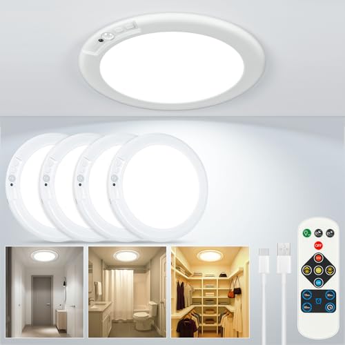 Wireless Rechargeable Ceiling Light Motion Sensor Light Indoor with Remote