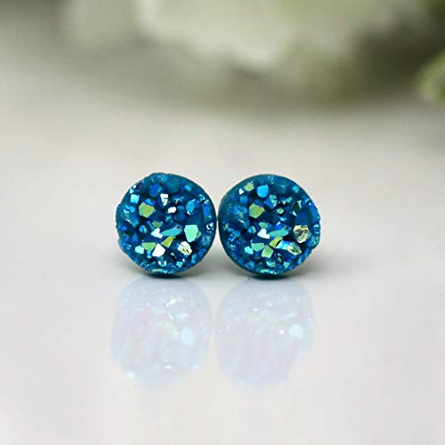 Pretty Smart Faux Druzy Earrings On Hypoallergenic Plastic Posts 8Mm (Teal Blue) #TOP3
