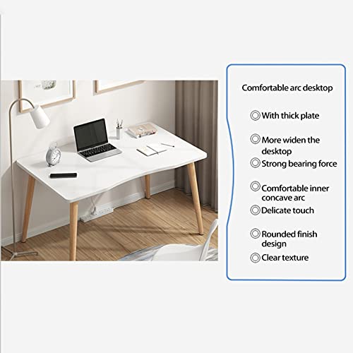 Computer Desk, Spacious Desktop Smooth Surface High Stability Arc Design Thickened Plate Gaming Desk Standing Desk For Home Office Sit White #TOP6