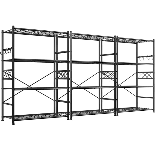 Image of Storage Shelves 4-Tier Large Capacity Metal Shelving with Hooks, Heavy Duty Garage Shelving Unit with Leveling Feet, Stable Metal Shelves for Pantry, Kitchen and Closet,36 inch W x 12 inch D x 60 inch H, Black