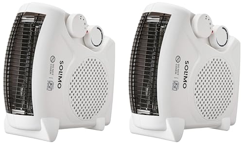 Image of Amazon Brand - Solimo 2000 /1000 Watts Room Heater with Adjustable Thermostat (ISI certified, White colour, Ideal for small to medium room /area) (Pack of 2)