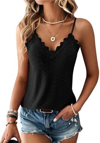 TrendiMax Damen Spitze Top Sommer V Ausschnitt Spaghetti Oberteile...