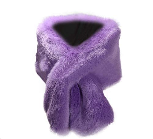 Kevins Bridal Women's Faux Fur Shawl Wraps Cloak Coat Sweater Cape for Evening Party Lavender