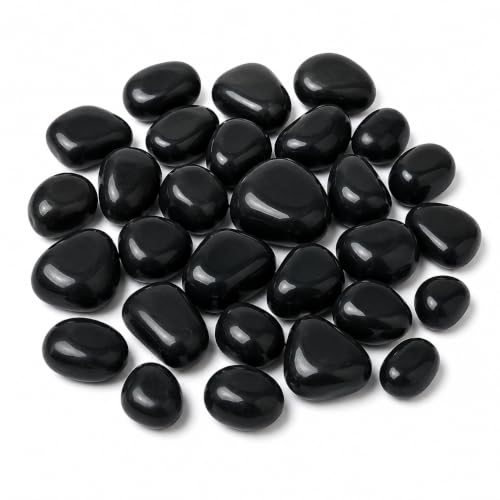 Image of Bindian Decorative Pebble Stone, Multicolour, Natural Stone, Smooth & Polished, for Aquarium, Garden, Plant Pot, Fountain Decor (5 Kg, Black)
