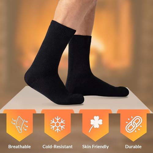 3 Pairs Multipack Mens Extra Thick Warm Thermal Socks Black Heated Boot Socks