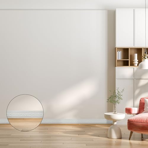 WADILE 3D Wall Edging Trim 90\" x 1.57\", Self-Adhesive Peel and Stick Molding, Flexible PVC Wallpaper Border for Walls, Mirror, Baseboard, Accent Lines – White - Thumbnail 5