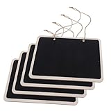Veemoon 4 Piezas Mini Pizarras Negras Colgantes Unidades Doble Cara para Mensajes Decoración de Bodas Carteles de Tiza y Etiquetas Versátiles